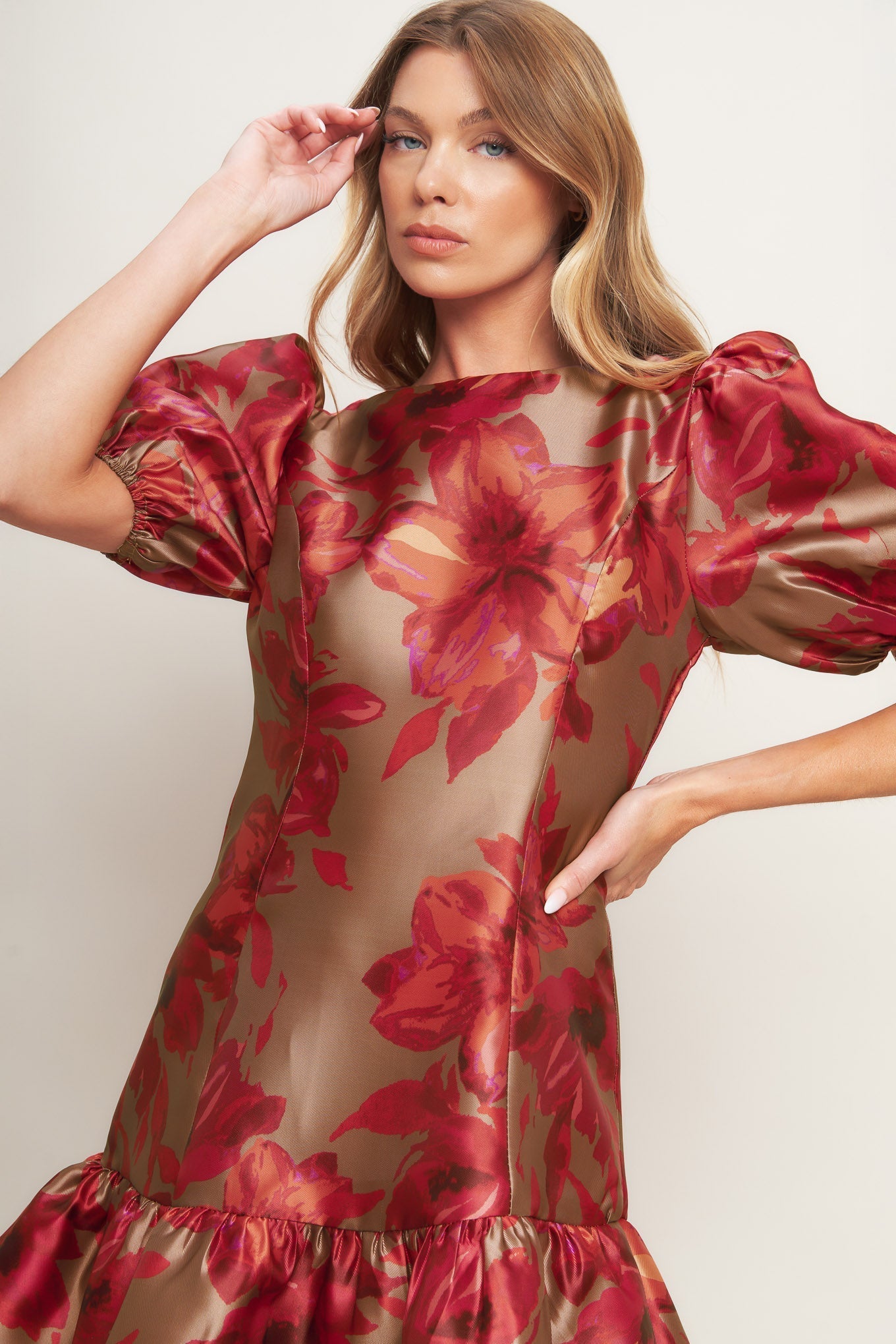 GARDENIA FIRE WOVEN MINI DRESS Flying Tomato